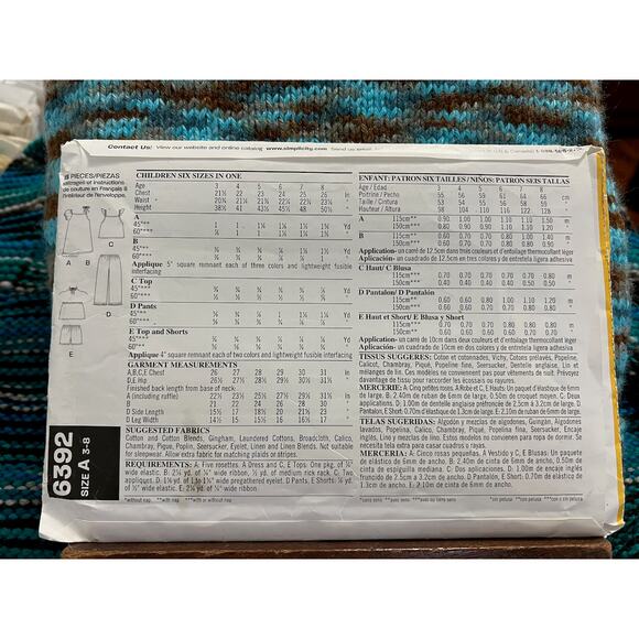 Simplicity sewing pattern 6392 girls top capris shorts size 3-6 - Picture 3 of 5